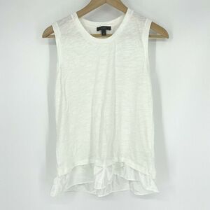 J Crew Tank Top Size XS Womens White Layered Sleeveless Shirt Ruffle High Neck